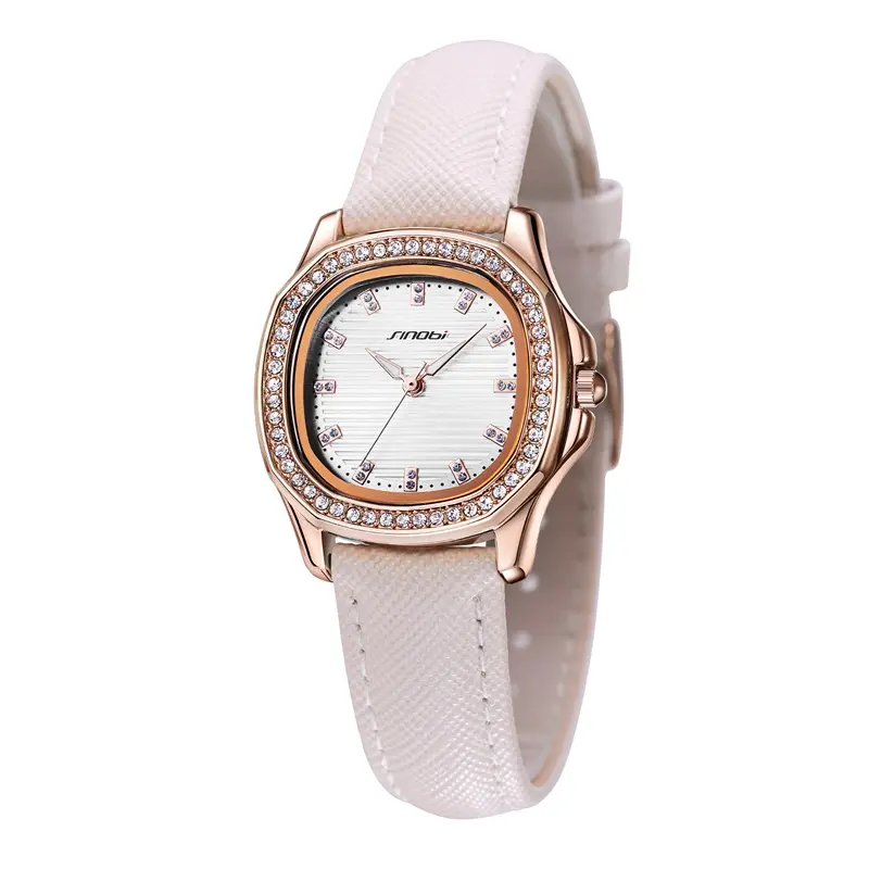 SINOBI Relógio de pulso imperdível para moda feminina, relógio de aço inoxidável moissanite com costas à prova d'água, ideal para vendas