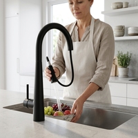 Robinet de cuisine moderne en céramique flexible extractible, eau chaude et froide, pour évier