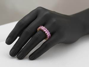 Anillo de eternidad de oro amarillo de 14 quilates con gemas/diamantes naturales/cultivados en laboratorio certificados - Product Image 2