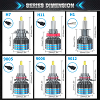 HYNBYZJ H1 H7 LED H8 HB3 9005 HB4 H11 Led Phares Ampoules 9012 6 côtés haute puissance Canbus 360 degrés Auto Lampe