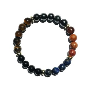 Người đàn ông của hợp thời trang Tiger Eye đá vòng đeo tay với hematite Lapis Lazuli điều chỉnh độ đàn hồi cho nam giới phụ nữ Quà Tặng - Product Image 5