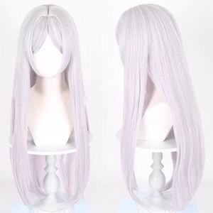 Perruque de cosplay longue <span class=keywords><strong>Sousou</strong></span> No Frieren en fibre haute température, cheveux lâches, double queue de cheval, lavande clair, style anime - Product Image 2