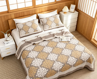 Jeté de lit jacquard en chanvre quatre saisons 230*250 - Design confortable 'Pluie de Ponts Anciens'