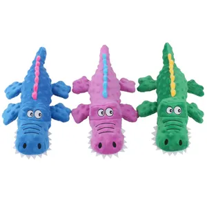 Оптовая продажа от производителя, плюшевые игрушки для собак с дизайном крокодила, зеленые, синие, фиолетовые