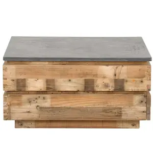 Desain Mordern Opal Kembali Pallet Kayu Cofee Table dengan Batu Biru Veneer Atas dan Laci Penyimpanan