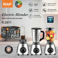 RAF Hoge Kwaliteit 1.5L Draagbare Blender 3-in-1 RVS Blender en Sapcentrifuge Glazen Blender Smoothie Blender