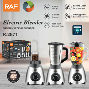 RAF Alta Qualidade 1.5L Moedor Portátil 3 Em 1 Liquidificador De Aço Inoxidável e Juicers Liquidificador De Vidro Liquidificador Smoothie