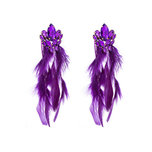 Personalizar venta al por mayor a granel Vintage hecho a mano bohemio largo borla pluma Real gota colgante <span class=keywords><strong>aro</strong></span> fino pendiente de moda para mujer - Product Image 5