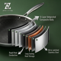 Ensemble de casseroles OEM modernes en acier inoxydable 304, qualité alimentaire 18/10, avec revêtement alvéolé, base triple couche, compatible induction