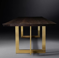 Table rectangulaire simple en bois avec support en métal Table à manger en bois massif Tables à manger pour usage domestique Meubles personnalisables