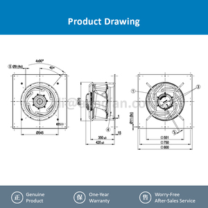 Ventilador centrífugo de alta eficiencia ebm-papst K3G560-FA28-03 EC de 560 mm para sistemas de refrigeración CRAC, CRAH y centros de datos - Product Image 4