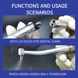 Commercio all'ingrosso della fabbrica a buon mercato <span class=keywords><strong>4</strong></span> fori Turbo dentale ad alta velocità manipolo in metallo materiale in acciaio turbina dentale ad alta velocità a mano pezzo - Product Image 5