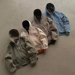 Chaqueta de Trabajo de Lona Caqui Lavada de Peso Pesado Personalizada al por Mayor de YTS, Chaqueta de Trabajo Vintage para Carpintero para Hombre - Product Image 2