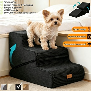 Escaleras para Mascotas de Lujo, Modernas, Ecológicas, Duraderas, Fáciles de Limpiar, 2 en 1, Escaleras Transformables de Tres Peldaños, Rampa Antideslizante - Product Image 1