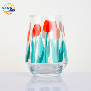 Elegante tazza di vetro stampata <span class=keywords><strong>a</strong></span> <span class=keywords><strong>tulipano</strong></span> per bere tè e succo - Product Image 2