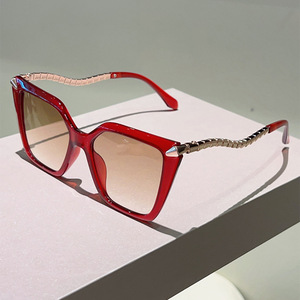 Lunettes de soleil surdimensionnées à effet œil de chat, avec verres dégradés, branches en chaîne de <span class=keywords><strong>serpent</strong></span>, grandes lunettes de soleil - Product Image 5
