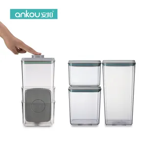 China Wholesale Plastic Jar Pantry Cereal Kitchen Storage Organizer 1 Touch Button Innovative Airtight Food Storage Container