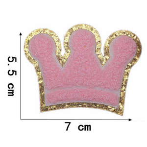 Yeni varış demir altın Glitter kenar renkli kendinden yapışkanlı nakış şönil taç yamalar giysi Diy aksesuarları için - Product Image 2