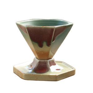 160ml Factory Custom Creative Hexagonal Picnic Pottery <b>Mug</b> Light Luxury Retro Nordic Design Cone <b>Reusable</b> - Product Image 5