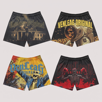 Shorts en laine imprimés sur mesure pour hommes VENLEAG, taille haute élastique, longueur genou, motif vintage crâne, squelette, boxe, astronaute, lettres