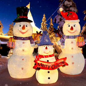 LED Fiberglass Snowman Christmas Motif <b>Light</b> Waterproof Outdoor Decoration Santa Elf Reindeer Garden Yard Party Decor - Product Image 1