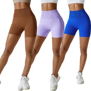 Wholeslea Women Tummy Control Seamless Yoga Shorts Peach Hip-Lifting High Waist Fitness Pants Tight Running Sports Shorts Girls