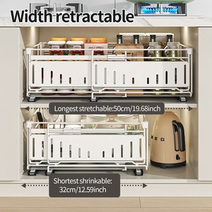 <span class=keywords><strong>Organizzatore</strong></span> per armadio estraibile profondo larghezza espandibile <span class=keywords><strong>pentole</strong></span> e padelle portaoggetti ripiano scorrevole regolabile - Product Image 6