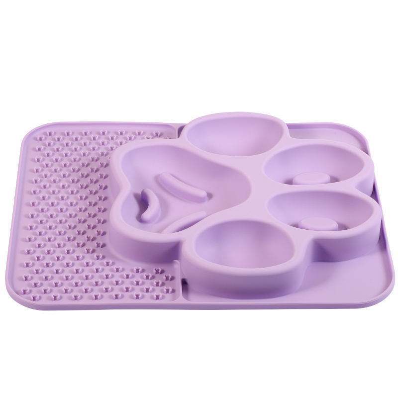 Six grid silicone slow dinner plate purple