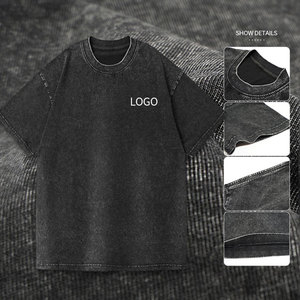 Camiseta de Manga Corta para Hombre, Lavable, Lisa, Casual, Holgada, 100% Algodón, con Efecto Desgastado, Precio de Fábrica, Personalizable - Product Image 6