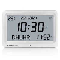 Horloge numérique islamique de prière Azan pour mosquée, avec alarme, son multi-Athan, date, semaine et température – Idéale pour les voyages