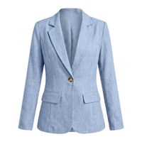 Blazer décontracté à carreaux pour femme de haute qualité, fermeture à bouton unique, tissage tissé, broderie à la main, tissu peigné anti-rétrécissement