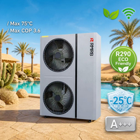 Bomba de Calor Monobloque Inverter DC Completa EVI R290 de 15.6kW 75 ℃   Bomba de Calor de Aire de Alta Temperatura ErP A+++, Certificación CE CB, OEM para Hoteles