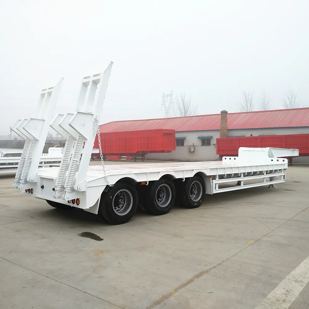 Truck Trailer 3 As 30T/60T Lage Flatbed Trailer Zwanenhals Lowboy Trailer Lowbed Semitrailer