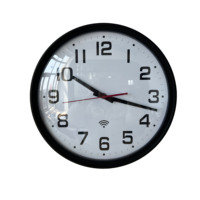 Relojes WiFi analógicos sincronizados con segundero silencioso, 13,7 ", con carcasa de plástico negro, cambio de DST automático