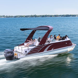 เรือโป๊ะทูนซีรีส์สปอร์ตหรูหรา รุ่น S-27A สีแดง พร้อมโครงโค้งสปอร์ต - Product Image 4