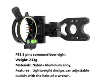 Visée pour arc à poulies à 5 broches, fibre optique 0,019 pouces avec lumière LED, main gauche/droite, accessoire de chasse et de tir en plein air