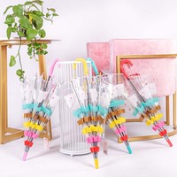 Parapluie pour enfants au japon et en corée du sud à long manche transparent arc-en-ciel nuage de dessin animé créatif belle arquée vente en gros