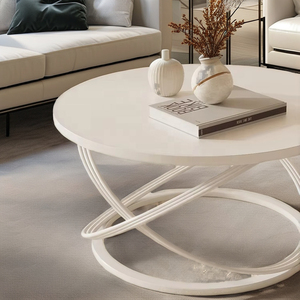 Tavolino da Caffè Rotondo Moderno <span class=keywords><strong>e</strong></span> Lussuoso per Soggiorno, con Piano in Finto Marmo <span class=keywords><strong>Bianco</strong></span> <span class=keywords><strong>e</strong></span> <span class=keywords><strong>Oro</strong></span> - Product Image 6