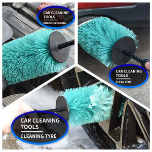 Spazzola per Pulizia Auto con Manico Lungo Curvo per <span class=keywords><strong>Motore</strong></span> e Cerchioni, Spazzola per Fessure con Setole per Pulizia Ruote Auto - Product Image 2