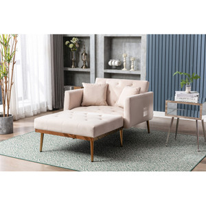 COOLMORE-silla moderna con marco de madera para sala de estar, Sillón relajante de terciopelo con estilo de ocio - Product Image 1