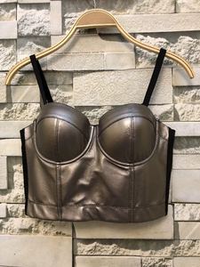 Top bustier court en PU ajustable avec armatures, sexy et tendance pour femmes et jeunes filles - Product Image 4