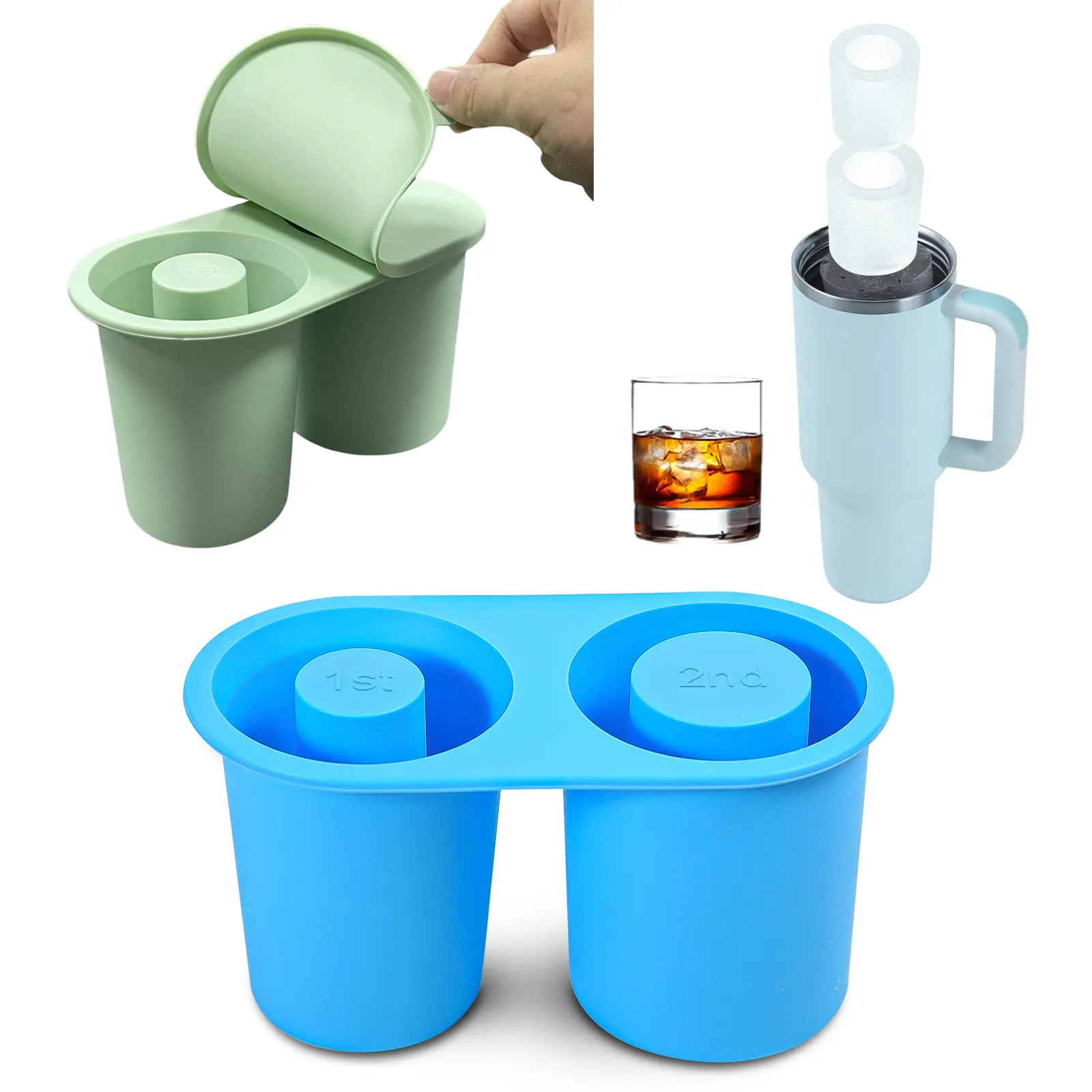 Nhà sản xuất giá thấp bán buôn 2024 mới nhất 20-40 oz ly dành riêng cho Silicone Ice Cube khay có nắp đậy