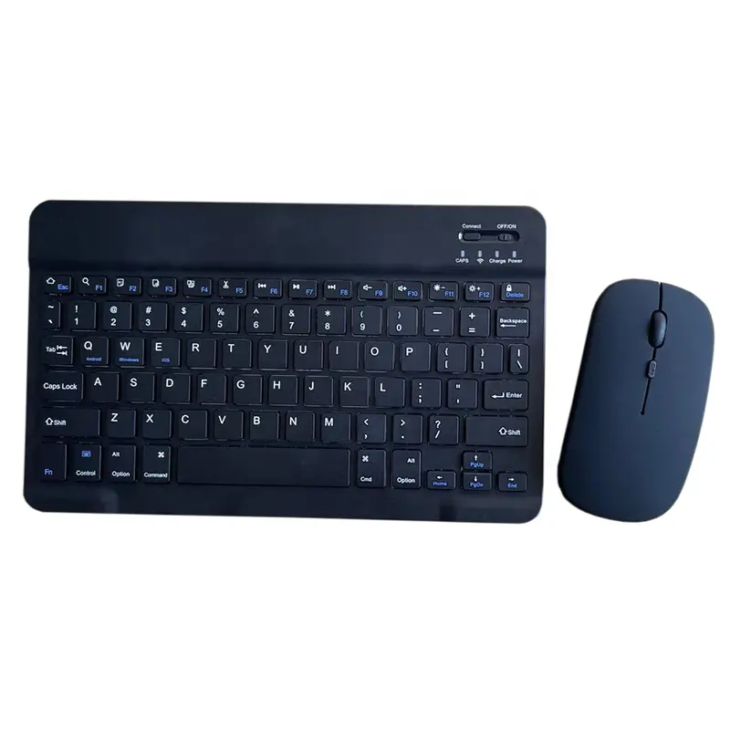 Mouse Keyboard Nirkabel BT Warna-warni, untuk Tablet, PC, Ipad, Ponsel Pintar, 3 Mode 10.1 Inci, Keyboard dan Mouse Mini Portabel