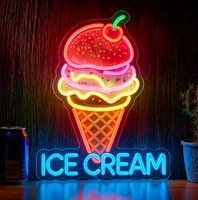 Enseigne néon LED personnalisée pour crème glacée, publicité pour entreprises, décoration de pâtisserie, signalétique de desserts, étanche, 3D, à intensité variable, à suspendre au mur