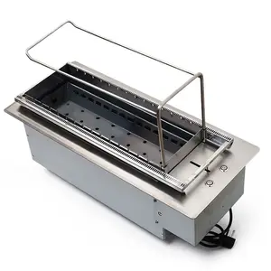 Automatische Barbecue Houtskool Barbecue Machine Push-Pull Elektrische Lift Houtskool Box Spies Kachel Commerciële Spies Machine