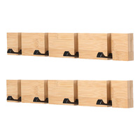 Porte-manteau mural en bambou avec crochets rétractables, organisateur moderne pour entrée, couloir et salle de bain