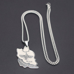 Collier étanche en acier inoxydable doré pour femme, bijoux plaqué or 18 carats, collier carte de l'Iran pour femme, collection 2026 - Product Image 4