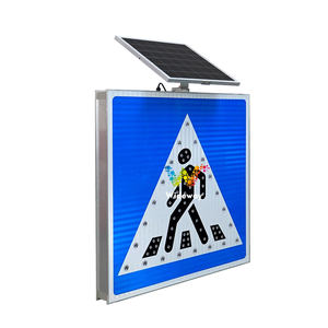 Señal de tráfico de advertencia de peatones LED con energía <span class=keywords><strong>solar</strong></span> para cruces - Product Image 2