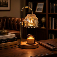Chauffe-bougie électrique avec minuterie, fonction aromathérapie, hauteur de lumière réglable, lumière nocturne à intensité variable, design luxueux en métal