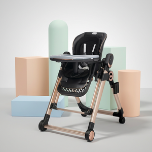 Chaise haute bébé avec plateau double couche, roues silencieuses universelles, hauteur réglable, cadre épaissi, ceinture de sécurité, Bluetooth intégré – Populaire - Product Image 1